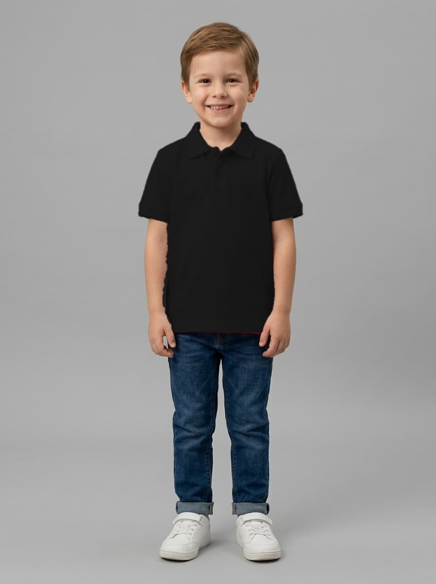Kids Cotton 220 GSM Dual Tipping Polo Neck T-Shirt - Custom Apparel Manufacturing Cut N Stitch