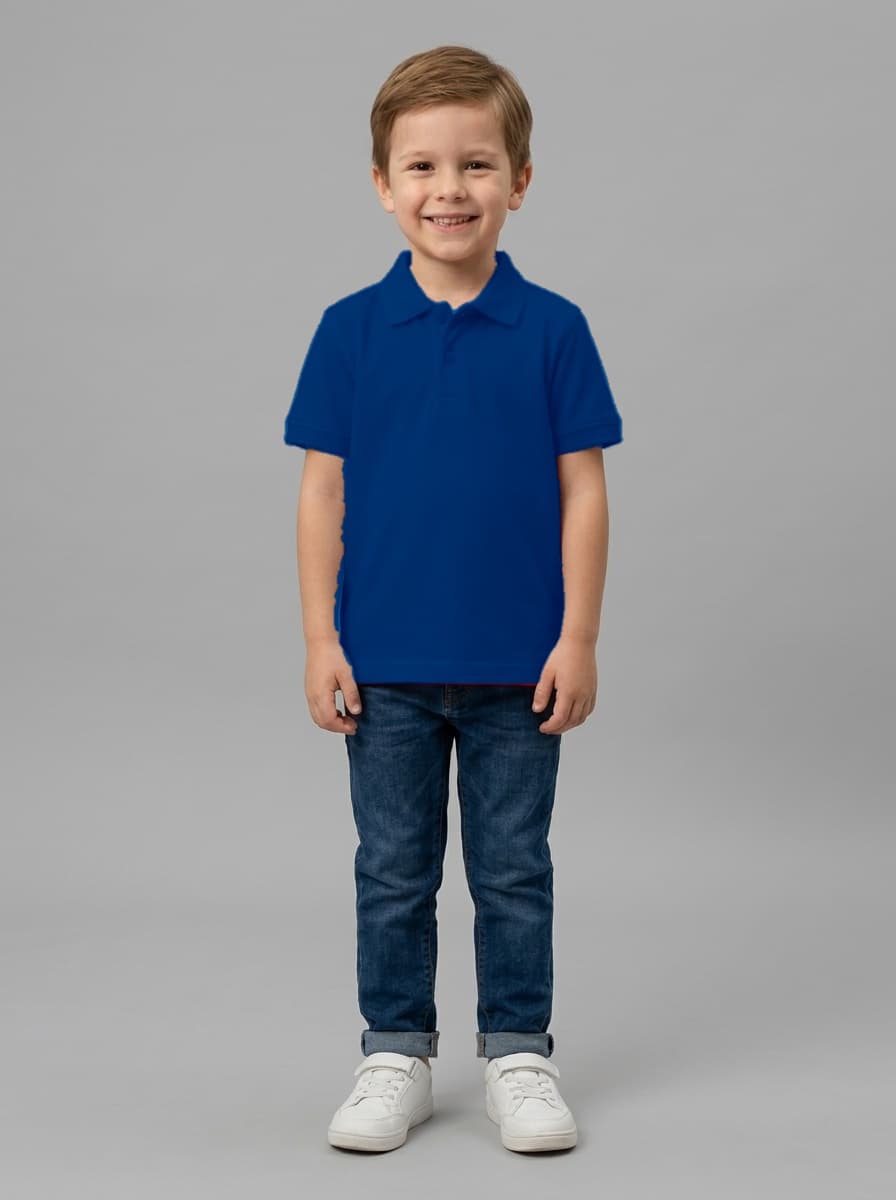 Kids Cotton 240 GSM Polo Neck T-Shirt - Custom Apparel Manufacturing Cut N Stitch