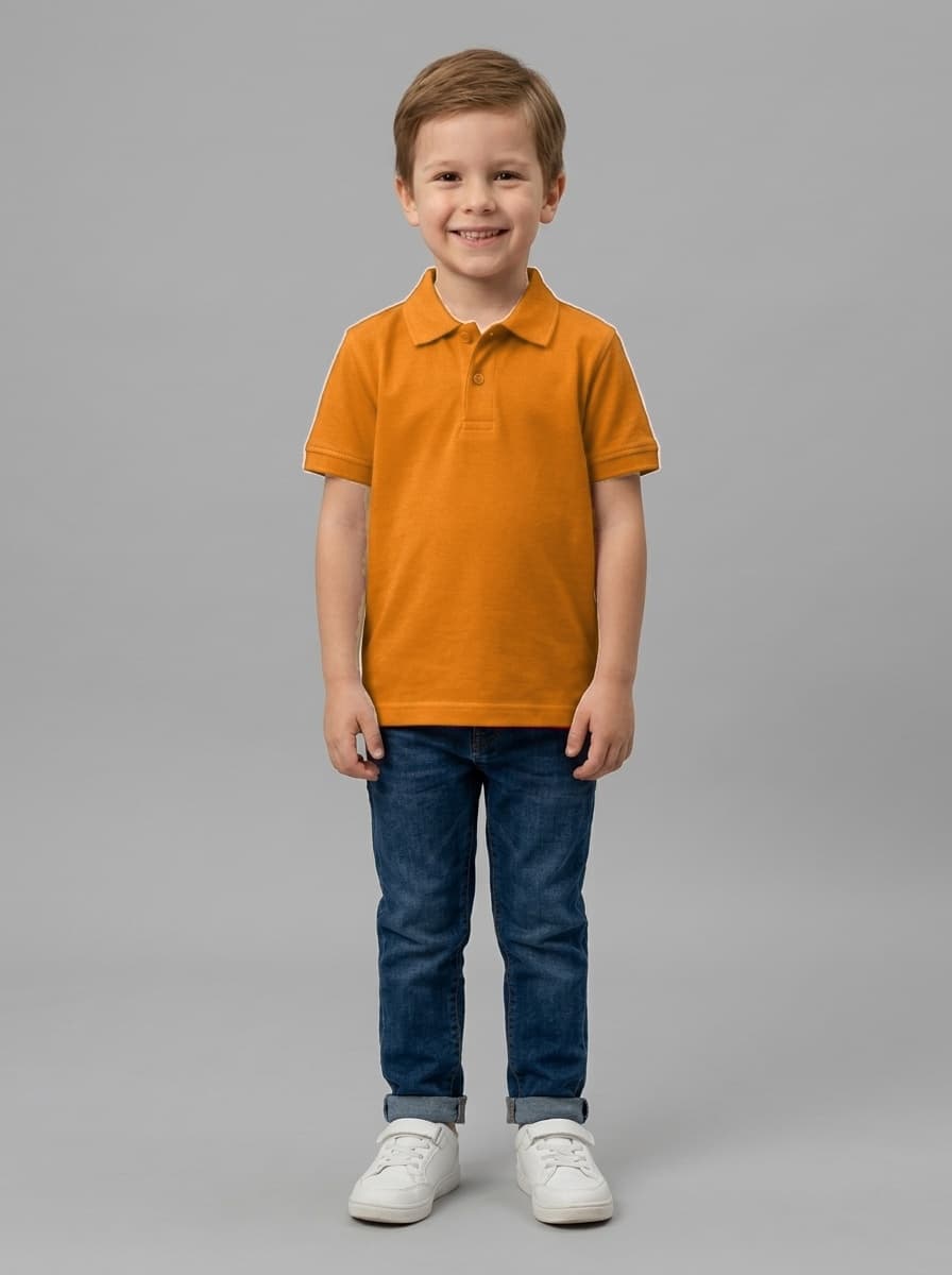 Kids Premium Cotton 240 GSM Polo Neck T-Shirt - Custom Apparel Manufacturing Cut N Stitch