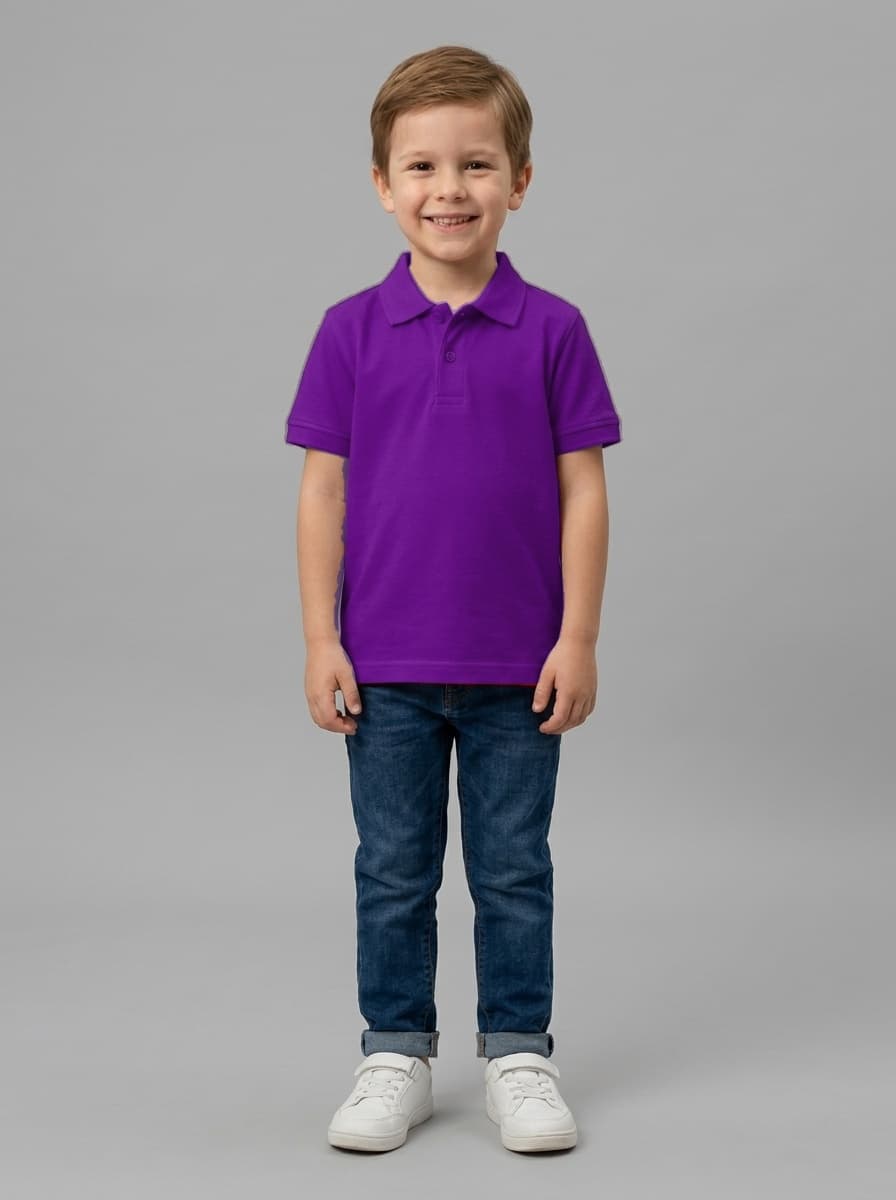 Kids Dot Knit 180 GSM Polo Neck T-Shirt - Custom Apparel Manufacturing Cut N Stitch